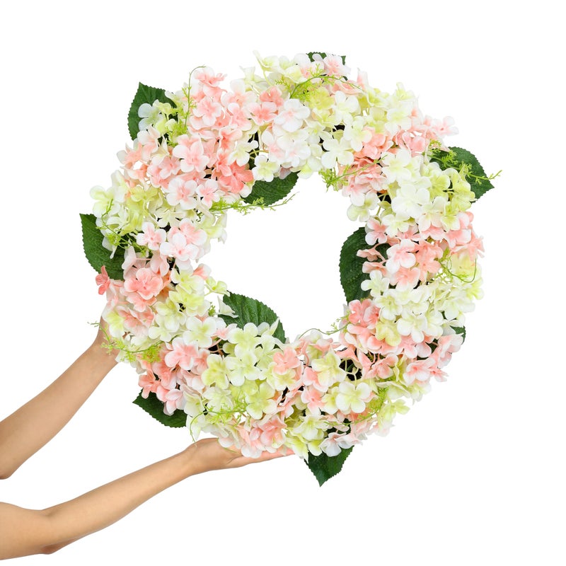 Sevenlove 20IN Spring Wreaths for Front Door,Artificial Hydrangea Wreath,The Combination of Mixed Color Flowers and Grape Vines is Suitable for Decoration for Front Doors, Offices, Farmhouses, etc - Image 5