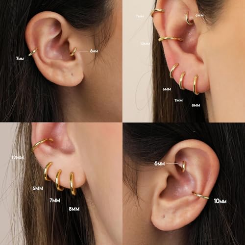 Gokeey Small Gold Huggie Hoop Earrings for Women, Hypoallergenic14K Real Gold Plated Huggie Earrings Sets, Cute Mini Tiny Cartilage Earrings Piercings Jewelry - Image 5