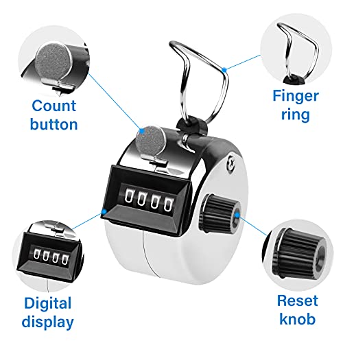 SDARMING Tally Counter, 4-Digit Clicker Counter, Metal Hand Tally Counters Clicker Pitch Counter for Counting, Knitting, Coaching, Golf, Lap, Fishing - Image 2