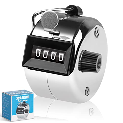 SDARMING Tally Counter, 4-Digit Clicker Counter, Metal Hand Tally Counters Clicker Pitch Counter for Counting, Knitting, Coaching, Golf, Lap, Fishing - Image 1