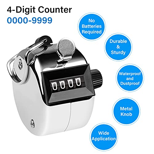 SDARMING Tally Counter, 4-Digit Clicker Counter, Metal Hand Tally Counters Clicker Pitch Counter for Counting, Knitting, Coaching, Golf, Lap, Fishing - Image 3