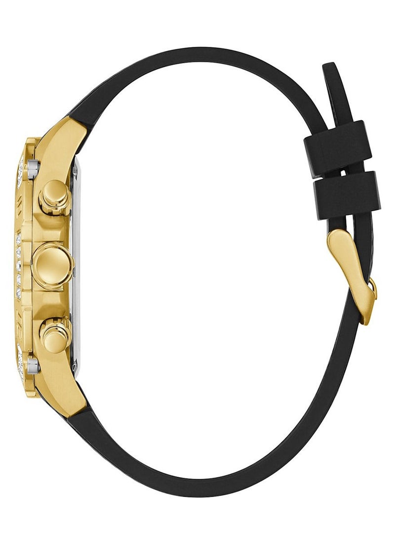 GUESS ساعة جيس ذهبية اللون من السيليكون باللون الأسود GW0333G2  - Image 4