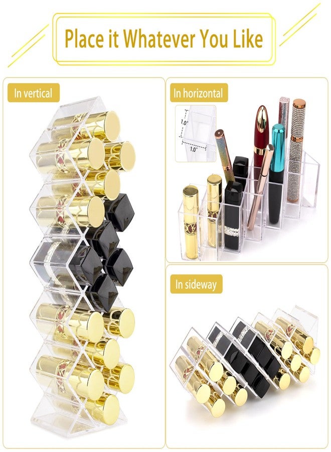 Nimiah Lipstick Holder Organizer for-Vanity - 16 Slots Lip Gloss Holder Clear Cosmetics Display Stand for Lip Stick Storage - Image 3