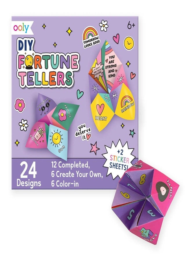 Ooly DIY Paper Kit, 24 Fortune Teller Designs & Stickers, Kit Includes 12 Completed, 6 Blank and 6 Color-in Folding Fortune Teller, Summer Crafts for Kids - Image 1