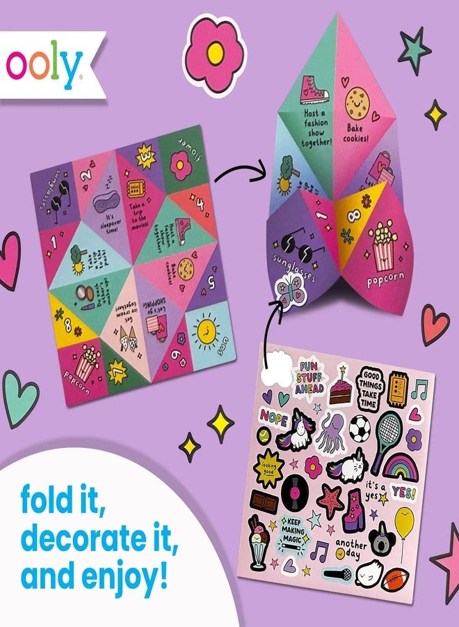 Ooly DIY Paper Kit, 24 Fortune Teller Designs & Stickers, Kit Includes 12 Completed, 6 Blank and 6 Color-in Folding Fortune Teller, Summer Crafts for Kids - Image 3