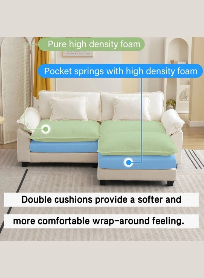 Generic Arale 86'' Wide Cloud Couch Sectional Sofa with Ottoman White  - Image 4