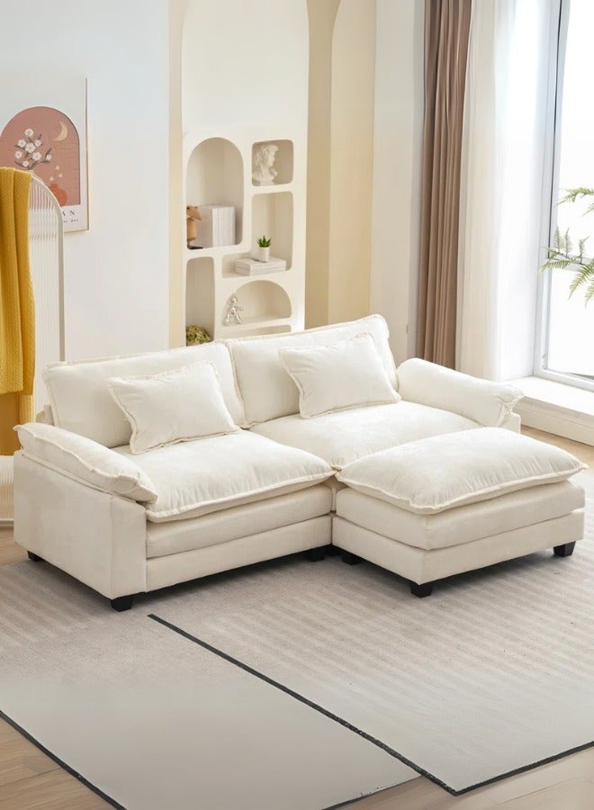 Generic Arale 86'' Wide Cloud Couch Sectional Sofa with Ottoman White  - Image 1
