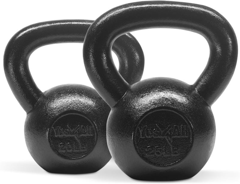 Yes4All Kettlebell Sets, 5 - 10 - 15 - 20 - 25 - 30 LB Cast Iron Strength Training Kettlebells, Wide Handles & Flat Bottom, Multi-Level from Beginners to Pros for Strength Training & Home Gym - Image 1