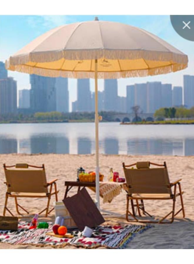 Generic Outdoor Patio Beach Garden Umbrella with Tassel Size: 240cm Diameter  - Image 1