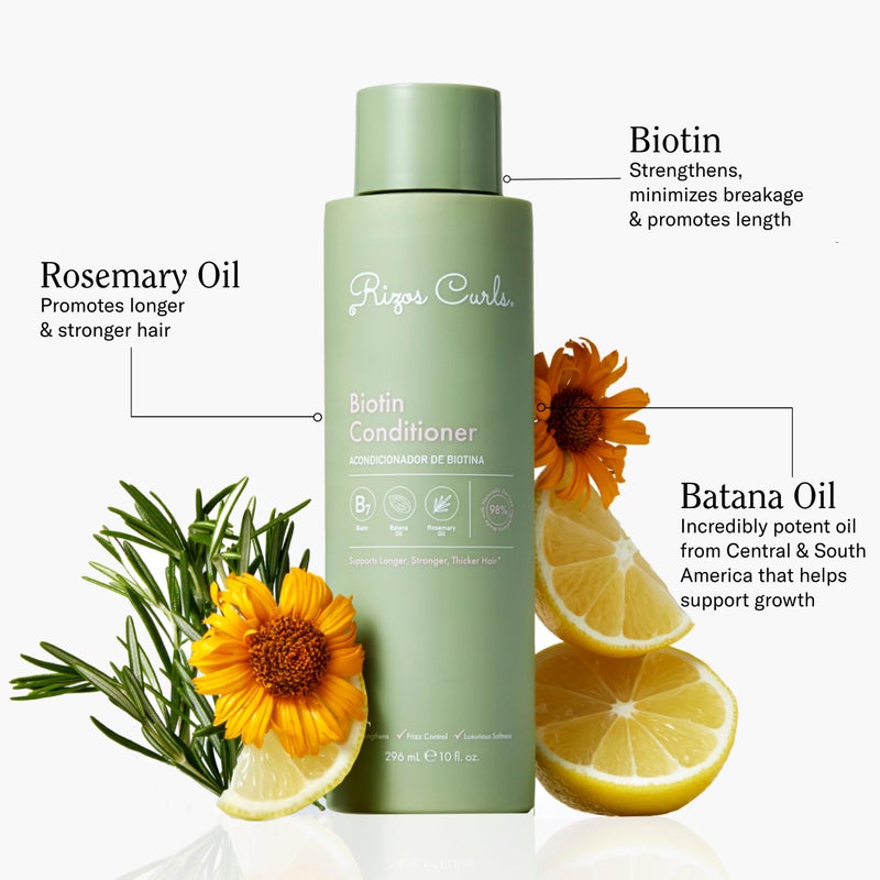 Rizos Curls Biotin Conditioner â€“ Deeply Moisturize & Reduce Breakage with Biotin, Coconut Oil & Aloe Vera â€“ Softens & Detangles All Hair Types Straight, Wavy, Curly 1aâ€“4c â€“ Sulfate & Paraben Free - Image 2