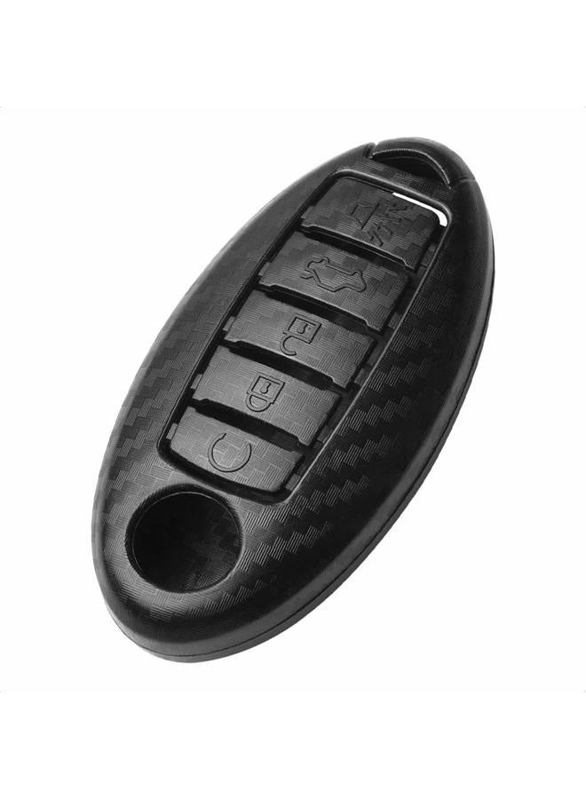 TANGSEN غطاء مفتاح ذكي 3D من ألياف الكربون بلاستيك ABS مع نقش ل INFINITI JX35 Q50 Q60 QX56 QX60 QX80 و NISSAN ALTIMA ARMADA MAXIMA MURANO PATHFINDER ROGUE مع 5 أزرار للدخول بدون مفتاح عن بُعد - Image 2