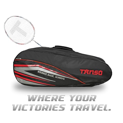 TANSO Windbender Full Graphite Ultra Light Weight Badminton Racquet with T-Blast Badminton Kit Bag (32 Lbs Tension, 680 mm Long, 77 Grams, Strung with Premium Strings) - Image 4