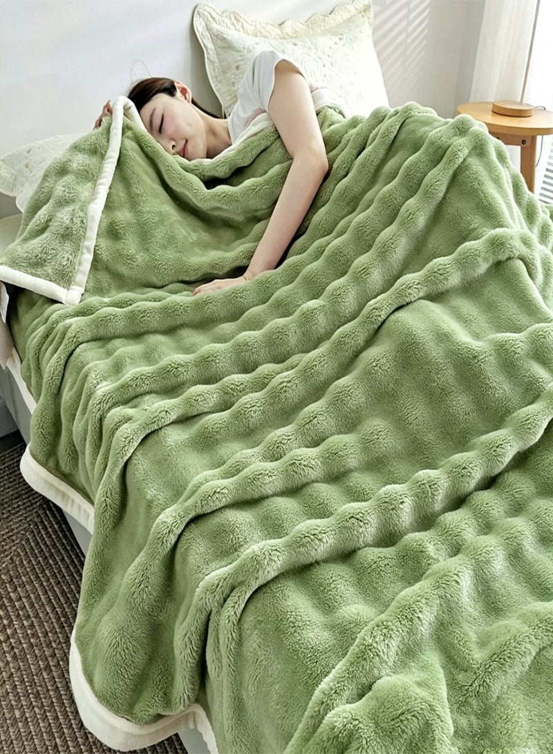 SUCITY 200*150cm Velvet Bubble Blanket Plush Fuzzy Fleece Throw Blanket Extra Large, Super Soft, Fluffy and Warm Blankets for Couch Bed for All Seasons Throw Blanket for Couch Bed（Green） - Image 1