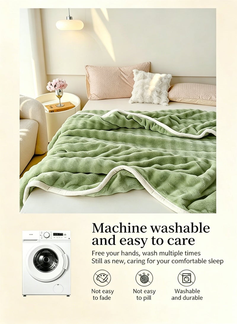SUCITY 200*150cm Velvet Bubble Blanket Plush Fuzzy Fleece Throw Blanket Extra Large, Super Soft, Fluffy and Warm Blankets for Couch Bed for All Seasons Throw Blanket for Couch Bed（Green） - Image 2