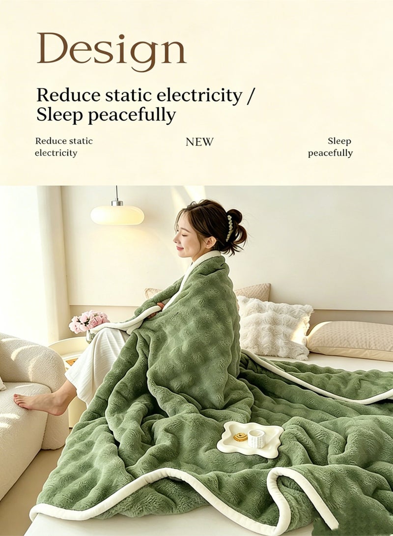 SUCITY 200*150cm Velvet Bubble Blanket Plush Fuzzy Fleece Throw Blanket Extra Large, Super Soft, Fluffy and Warm Blankets for Couch Bed for All Seasons Throw Blanket for Couch Bed（Green） - Image 3