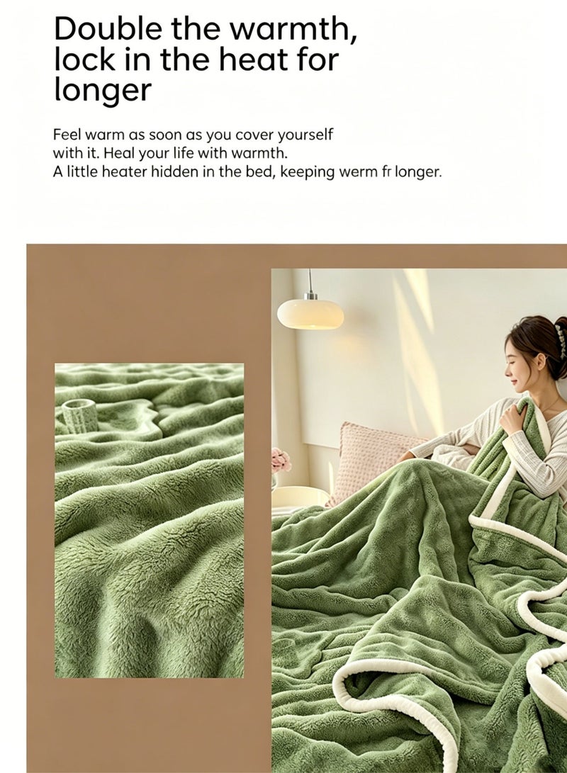 SUCITY 200*150cm Velvet Bubble Blanket Plush Fuzzy Fleece Throw Blanket Extra Large, Super Soft, Fluffy and Warm Blankets for Couch Bed for All Seasons Throw Blanket for Couch Bed（Green） - Image 4