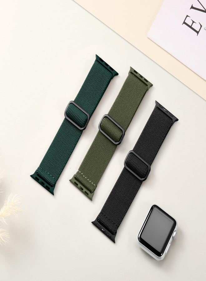 DaQin 3 Pack Stretchy Solo Loop Compatible with Apple Watch Bands for Men 49mm 46mm 45mm 44mm 42mm, Soft Nylon Braided Elastic Strap for iWatch Band Series 11 10 9 8 7 6 5 4 3 SE Ultra 3 Ultra 2 Ultra - Image 3