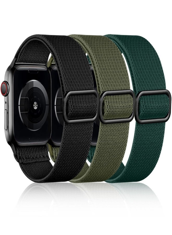 DaQin 3 Pack Stretchy Solo Loop Compatible with Apple Watch Bands for Men 49mm 46mm 45mm 44mm 42mm, Soft Nylon Braided Elastic Strap for iWatch Band Series 11 10 9 8 7 6 5 4 3 SE Ultra 3 Ultra 2 Ultra - Image 1