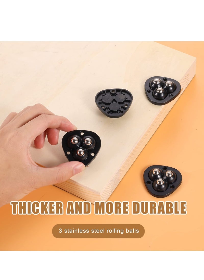 16 Pcs Mini Sticky Pulley Self Adhesive Caster Wheels 360 Degree Rotation Swivel Wheels Roller Pulley Tiny Wheels for Toy Car Storage Box Shoe Racks Trash Can DIY Black - Image 3
