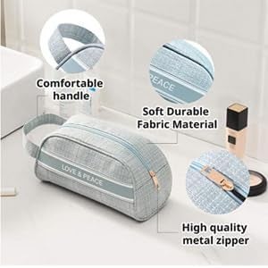 BIGXEN Makeup Travel Pouch Cosmetic Bag Travel kit Pouch for Toiletries Brushes and Cosmetics Set of 3 Love Peace Sky Blue - Image 2