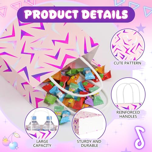Epakh 24 Pcs Kpop theme Purple Crack Favor Gift Bags Kpop Themed Goodie Treat Bags Candy Pouch‌ with Handles for Birthday Party Supplies - Image 4