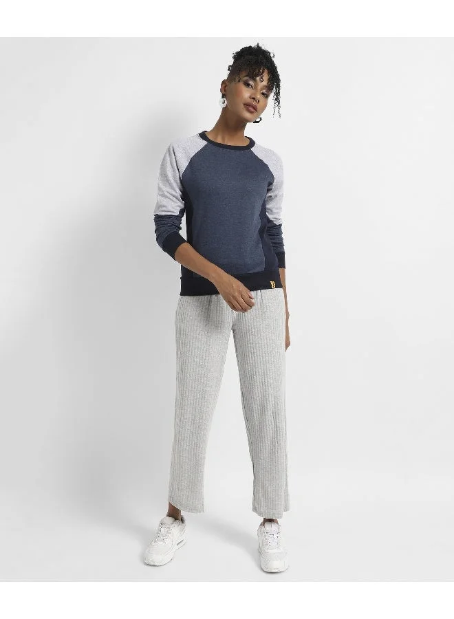 Pinacolada  Women's Dark Grey & White Candy Striped Hoodie With Ribbed Hem for Women | Best Price UAE