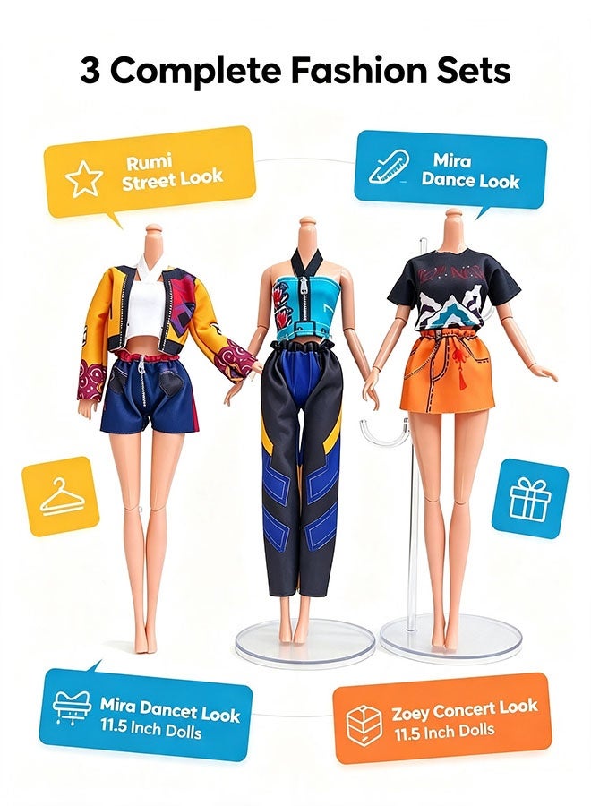 Organizer Kpop Demon Hunters Toys Fashion Doll Clothes Set, Casual Outfit Dress Up Clothing for 11.5 Inch Fashion Girl Doll, Doll Accessories Gift for Girls - Image 3