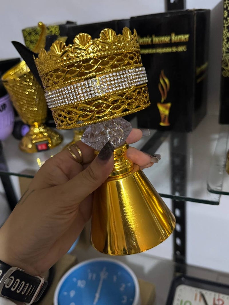 Premium Gold Charcoal Incense Burner Made from High-Quality Metal - Image 1