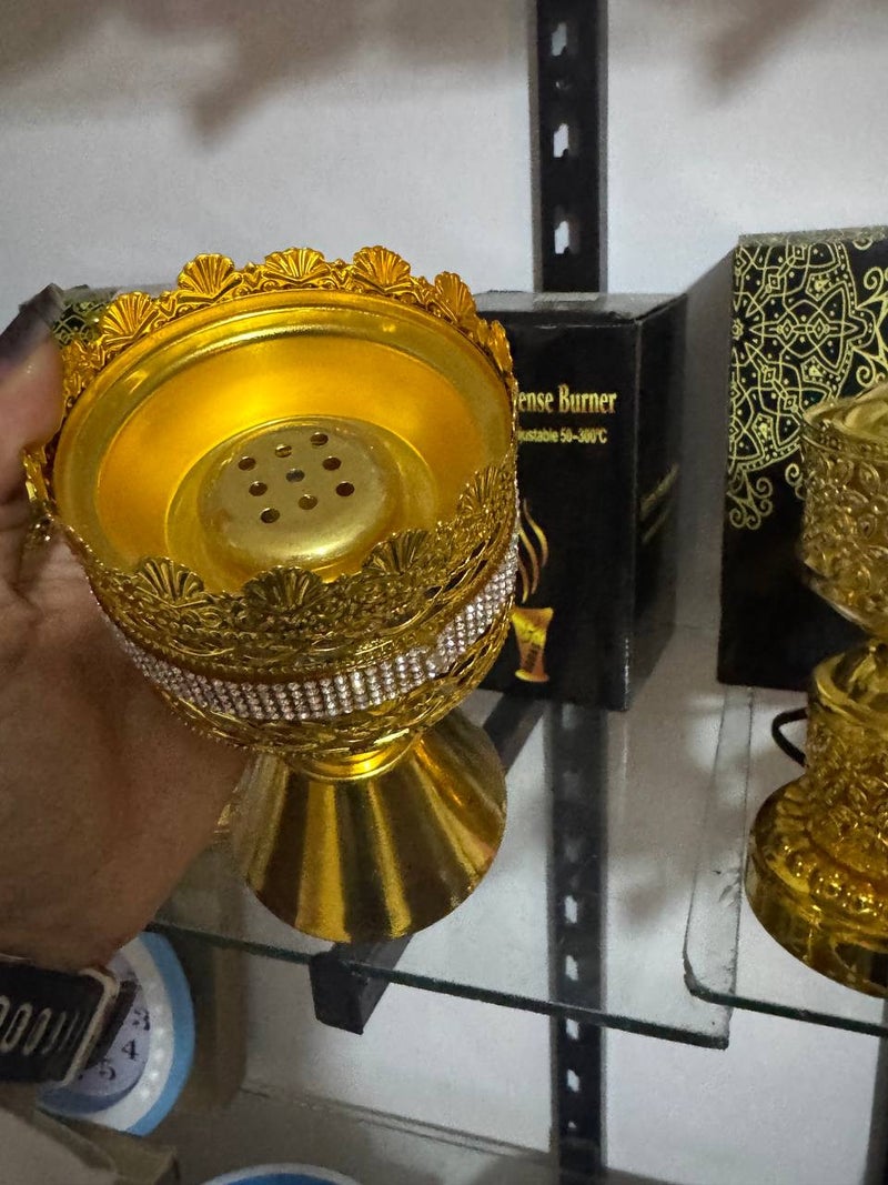 Premium Gold Charcoal Incense Burner Made from High-Quality Metal - Image 2