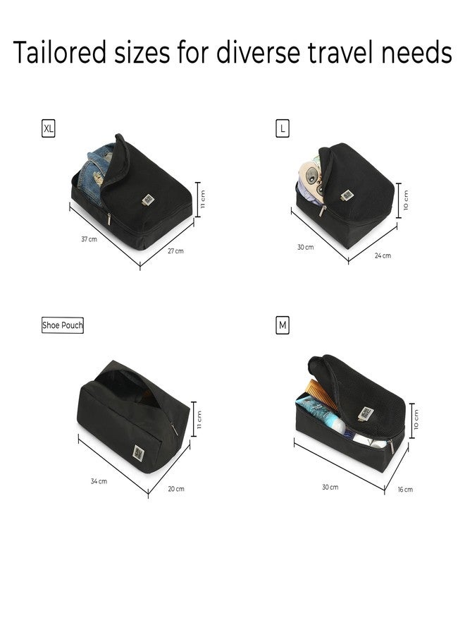 EUME Storage Pods, Set of 8 - Polyester Packing Cubes for Men and Women Luggage Travel Organizer Set of 8 Packing Bag (2 XL, 2 Large, 2 Medium Toiletry Bag, 2 Shoe Bag) (Black) - Image 5