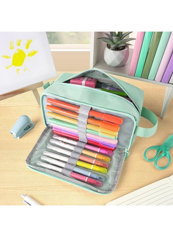 سويز مقلمة سوز الأصلية عالية السعة منظم متعدد الجيوب حقيبة أقلام محمولة بمقبض مريح - Image 2