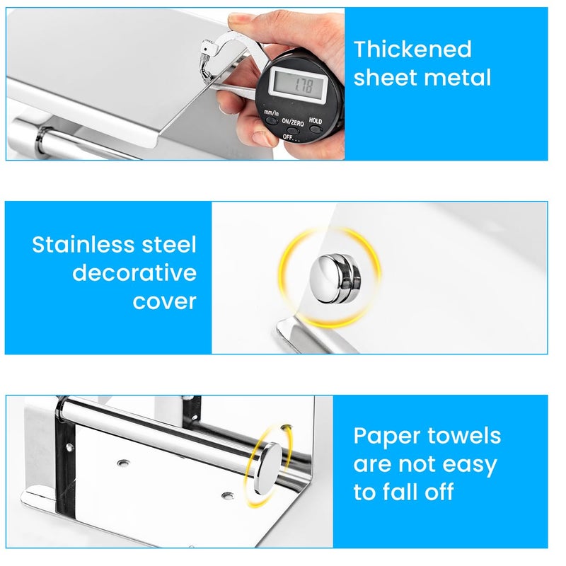 Supvox® Toilet Paper Roll Holder 304 Stainless Steel with Storage Shelf & Cover, Rust-Resistant, No-Drill, Minimalist Design for Bathrooms, Holds Toiletries & Phones, Durable & Moisture-Proof - Image 5