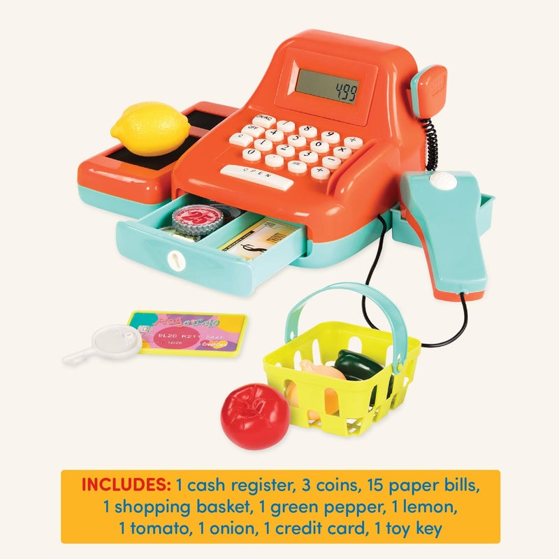 Battat - Interactive Kids Cash Register with Scanner & Sounds - 26-Piece Pretend Play Shopping Set with Light-Up Scanner, Play Money & Card - Educational Toy for Learning & Fun - Ages 3+ - Image 5