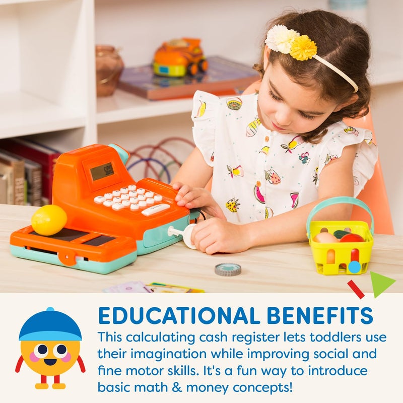 Battat - Interactive Kids Cash Register with Scanner & Sounds - 26-Piece Pretend Play Shopping Set with Light-Up Scanner, Play Money & Card - Educational Toy for Learning & Fun - Ages 3+ - Image 4