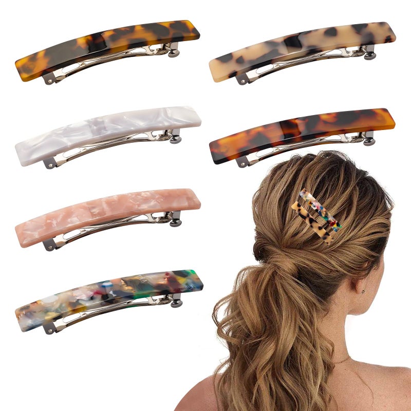 Fumwase 6PCS Hair Barrettes for Women Shell Hair Clip Hair Accessories Barrettes for Thick Thin Long Short Hair (Deep tortoiseshells + Tortoiseshell + Light tortoiseshell + Pattern + White + Toffee) - Image 1