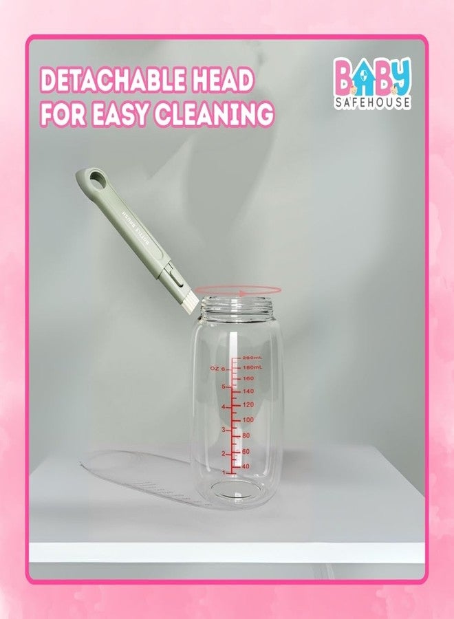 BabySafeHouse Silicon Bottle Cleaning Brush Set with Stand, Includes Feeding Bottle Cleaner, Nipple & Straw Cleaner- Set of 3 (Green Color) - Image 3