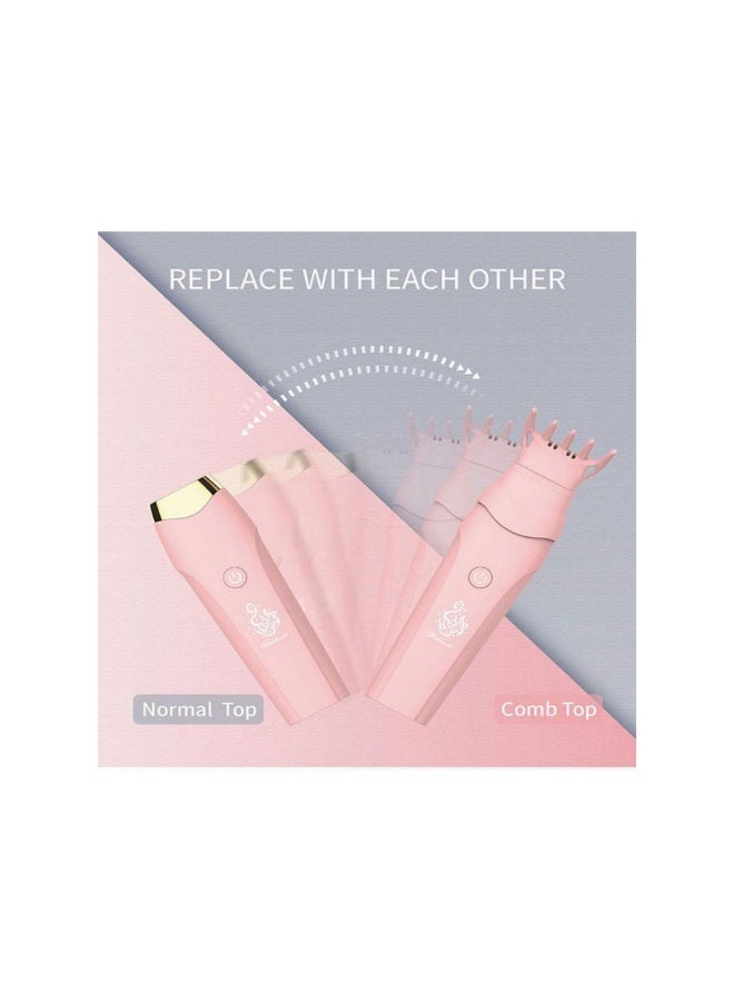 موقد يدوي ذكي قابل لإعادة الشحن مع مشط، لون وردي، 14.8 × 5.5 × 12.3 سم - Image 4