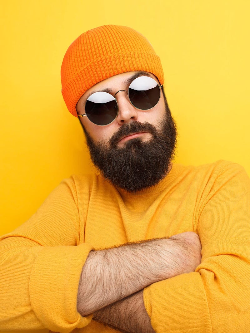 SATINIOR Winter Short Fisherman Beanie Hat Trawler Beanie Watch Hat Edge Skullcap for Men (Red, Caramel, Light Orange, Dark Orange, 4 Pieces) - Image 3