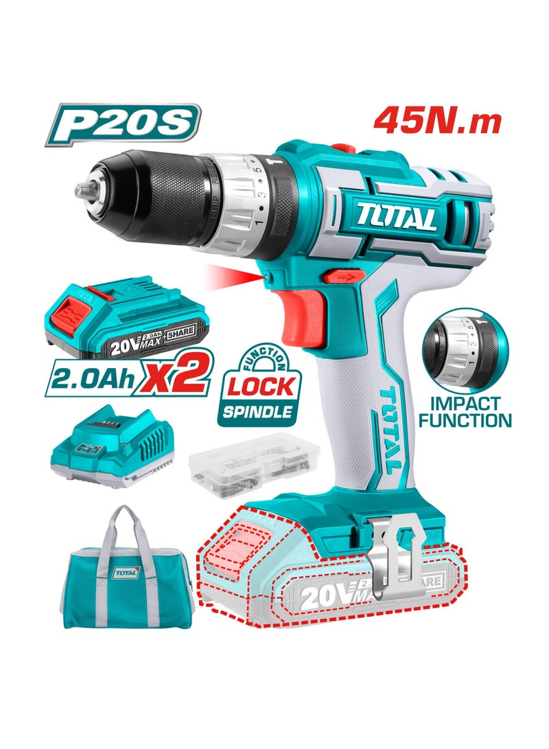 توتال TOTAL Lithium-Ion Cordless Impact Drill 20V TIDLI2002  - Image 3