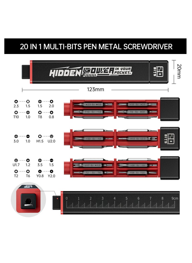 KASTWAVE - Precision Screwdriver Set, 20-in-1 Metal Precision Screwdriver, 10 Pcs Reinforced S2 Steel Precision Double-head Bits, Manual Pen Shaped Screwdriver Kit, Portable Screwdriver Repair Tool Kit - Image 1