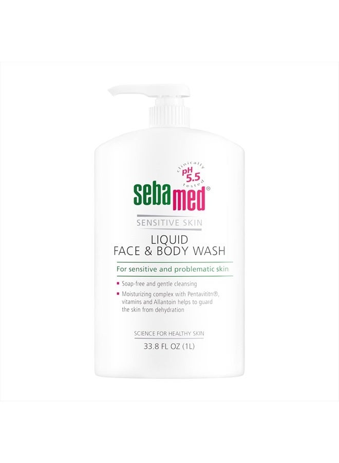 Sebamed Liquid Face and Body Wash for Sensitive Skin, pH 5.5, Mild Gentle Hydrating Cleanser, Hypoallergenic Body Wash for Men and Women, Dermatologist Recommended, 33.8 Fluid Ounces (1 Liter) - Image 1