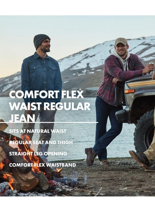 Wrangler Authentics جينز ورانجلر للرجال بقصة عادية مع حزام مرن مريح، غسلة داكنة 35W x 30L - Image 4