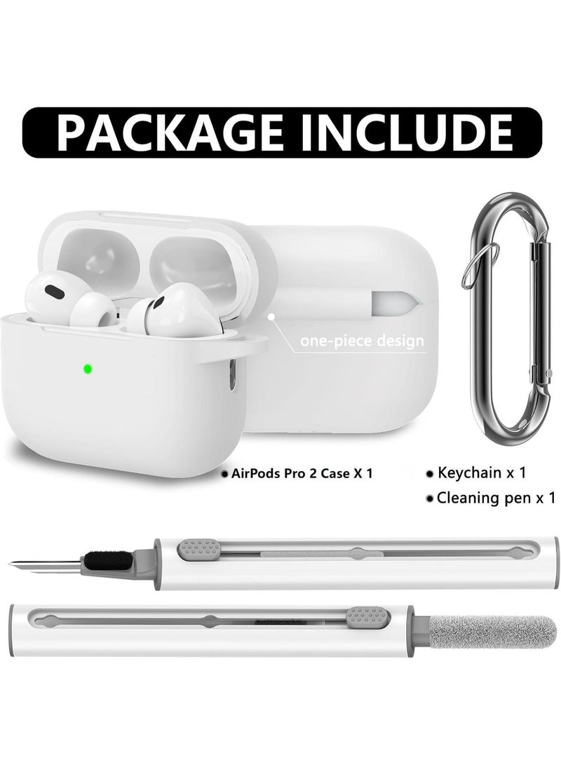 Soft Silicone Protective Case Cover for AirPods Pro 2 with Cleaner Kit and Keychain - Image 2