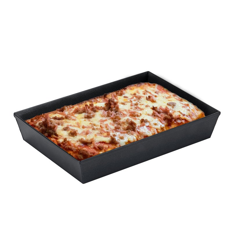 Kazozobi 14 x 10 x 25 inch Detroit Pizza Pan Aluminized NonStick Sicilian Style Pizza Pan PreSeasoned Deep Baking Pan Multipurpose Bakeware suitable for brownies focaccia and lasagna