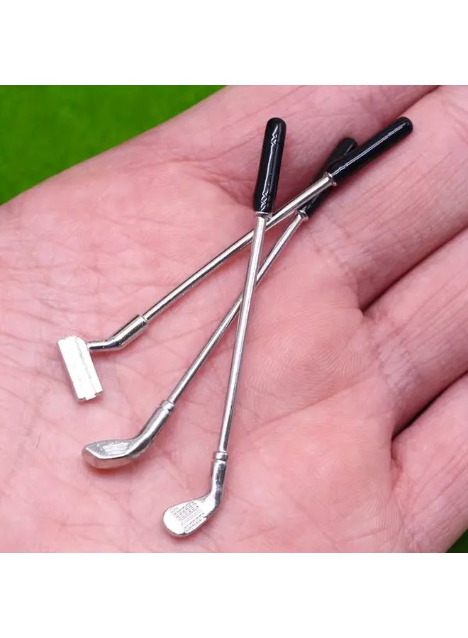 5Pcs Miniature Golf Clubs For Dollhouse Metal Toy With Black Handles Mixed Colors - Image 4