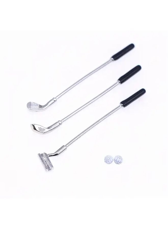 5Pcs Miniature Golf Clubs For Dollhouse Metal Toy With Black Handles Mixed Colors - Image 1