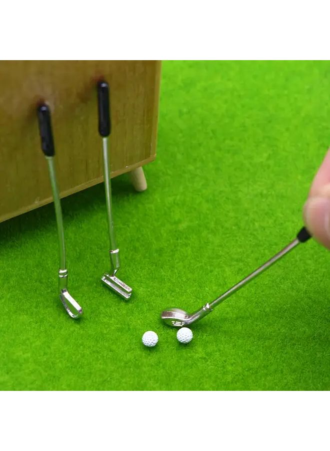 5Pcs Miniature Golf Clubs For Dollhouse Metal Toy With Black Handles Mixed Colors - Image 2
