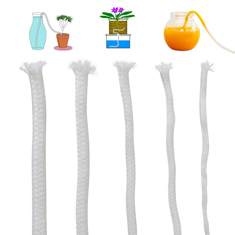 ORIMERC 30ft 1/4" 1/5" 1/6" 1/8" 1/12" Self Watering Wick Rope for Plants, 5 Mixed Sizes, Wicking Line Passive Bottom Auto Watering Synthetic String Cord for Potted Flower Planter Pot Indoor Outdoor - Image 1