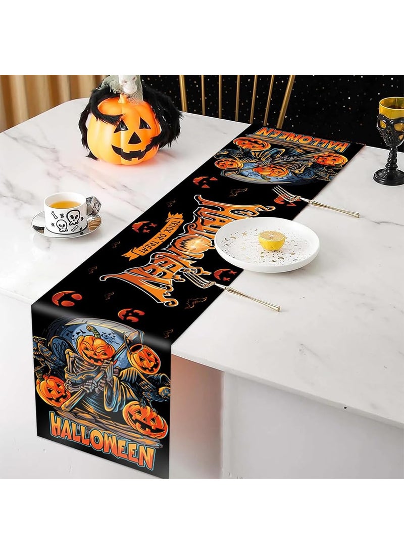 HASTHIP HASTHIP® Halloween Decorations Table Runner for 4-6 Seater Dining Table Evil Pumpkin Print Halloween Table Runner Indoor Washable Halloween Seasonal Fall Decorations (13 Inch X 72 Inch)  - Image 4