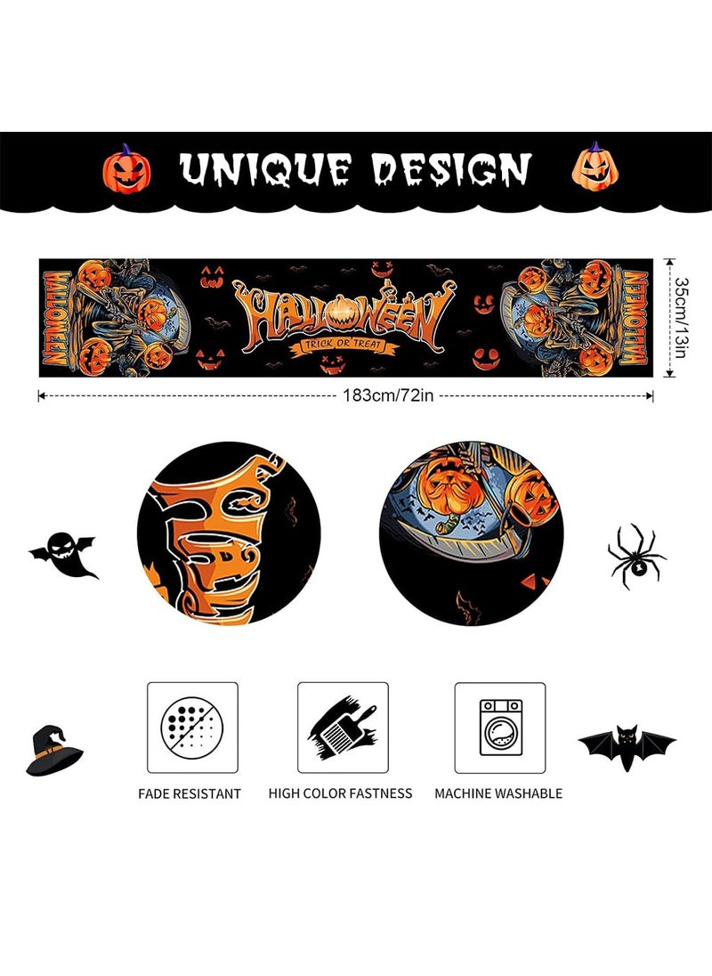 HASTHIP HASTHIP® Halloween Decorations Table Runner for 4-6 Seater Dining Table Evil Pumpkin Print Halloween Table Runner Indoor Washable Halloween Seasonal Fall Decorations (13 Inch X 72 Inch)  - Image 2